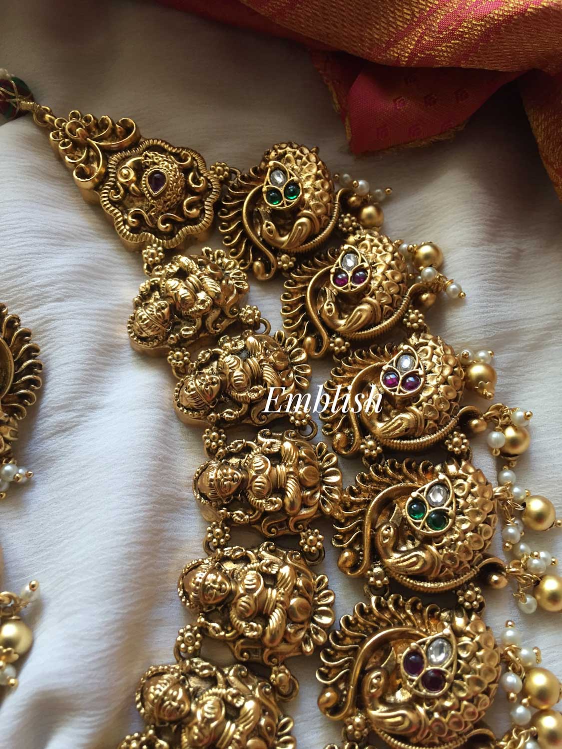 Gold alike double layer Lakshmi neckpiece 